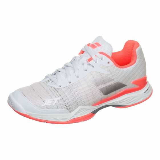 Кроссовки женские Babolat Jet Mach II All court Цвет Белый/Флуоресцентно розовый/Серебряный 31S18630-1012 Кроссовки женские Babolat Jet Mach II All court Цвет Белый/Флуоресцентно розовый/Серебряный 31S18630-1012