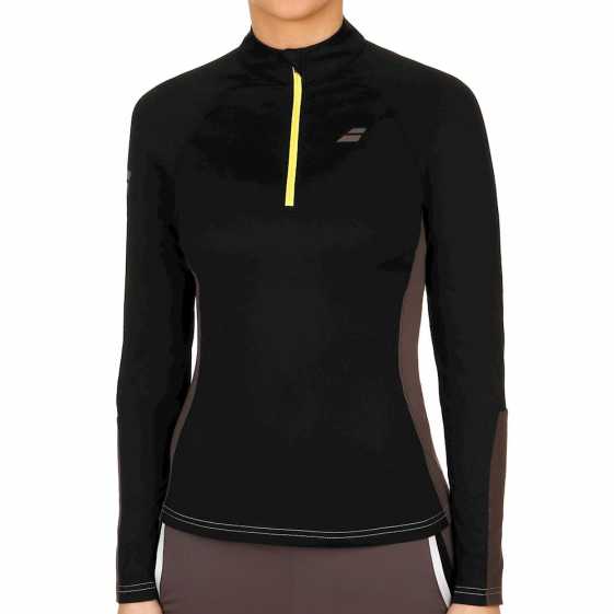 Женская футболка Babolat Core 1/2 Zip Цвет Черный/Темно серый 3WS18171-2009 Женская футболка Babolat Core 1/2 Zip Цвет Черный/Темно серый 3WS18171-2009