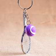 Металический брелок "Теннисная ракетка и мяч" Цвет Фиолетовый TKCH
